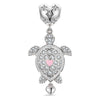 Heartfelt Turtle Tarnish-resistant Silver Dangle Charms With Enamel In White Gold Plated