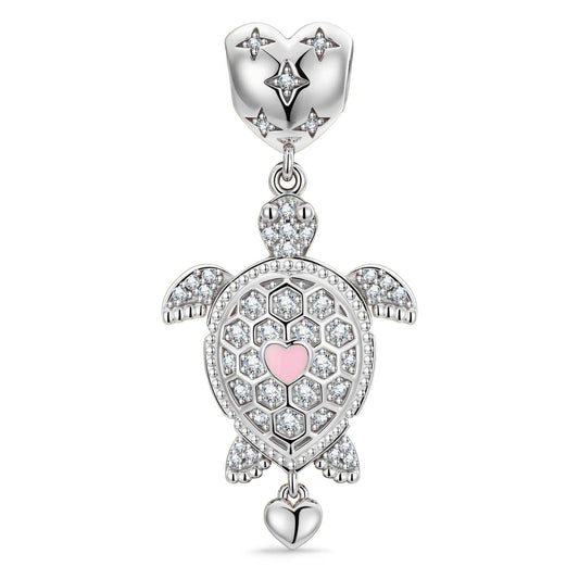 gona- Heartfelt Turtle Tarnish-resistant Silver Dangle Charms With Enamel In White Gold Plated