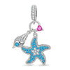 Dreamy Starfish Tarnish-resistant Silver Dangle Charms In White Gold Plated