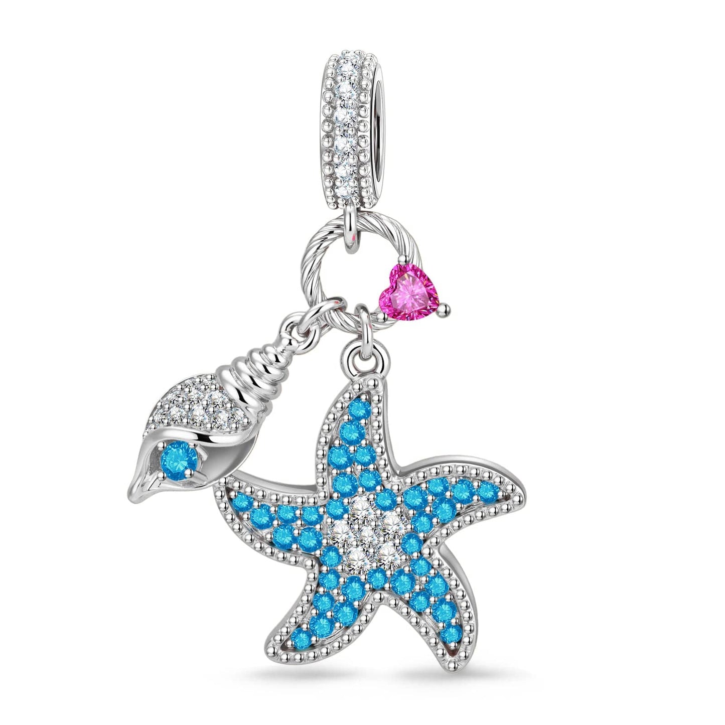 Dreamy Starfish Tarnish-resistant Silver Dangle Charms In White Gold Plated