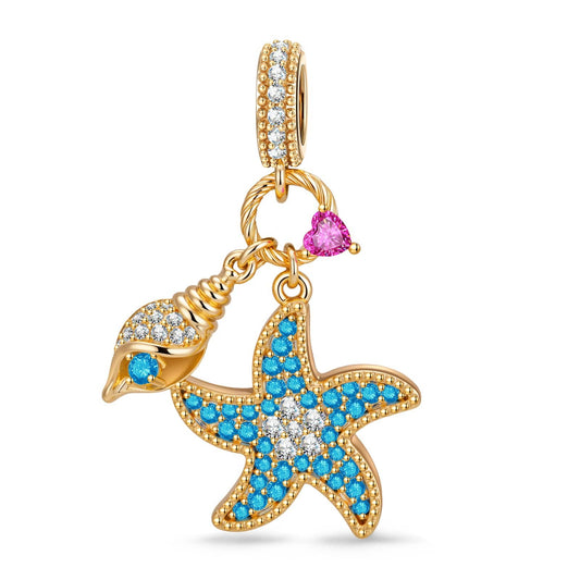 gona- Dreamy Starfish Tarnish-resistant Silver Dangle Charms In 14K Gold Plated