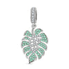 Monstera Leaf Tarnish-resistant Silver Dangle Charms In White Gold Plated