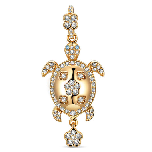 gona- Serene Turtle Tarnish-resistant Silver Dangle Charms In 14K Gold Plated