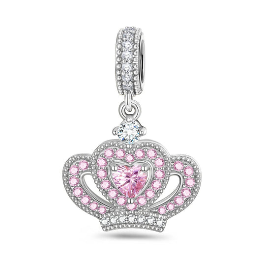 gona- Pink Petal Princess Tarnish-resistant Silver Dangle Charms In White Gold Plated