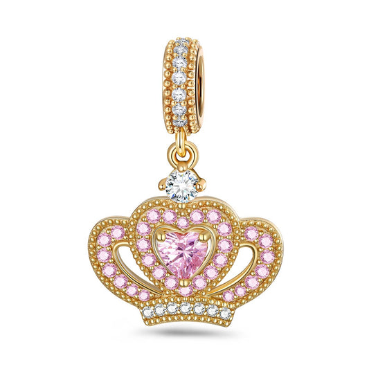 gona- Pink Petal Princess Tarnish-resistant Silver Dangle Charms In 14K Gold Plated