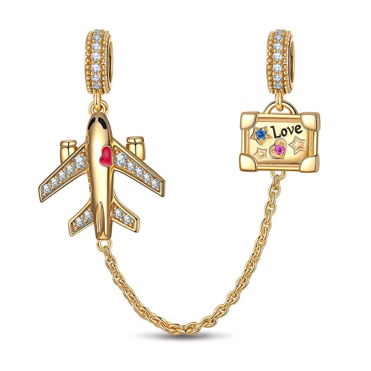 gona- Journey to Love Tarnish-resistant Silver Dangle Charms With Enamel In 14K Gold Plated