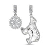 Polar Bears and Snowflake Tarnish-resistant Silver Dangle Charms with Crystal from Swarovski In White Gold Plated
