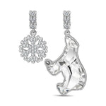 Polar Bears and Snowflake Tarnish-resistant Silver Dangle Charms with Crystal from Swarovski In White Gold Plated