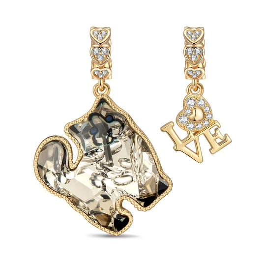 gona- Persian Cat Grace Tarnish-resistant Silver Dangle Charms with Crystal from Swarovski In 14K Gold Plated