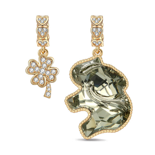 gona- Elephant Wisdom Tarnish-resistant Silver Dangle Charms with Crystal from Swarovski In 14K Gold Plated