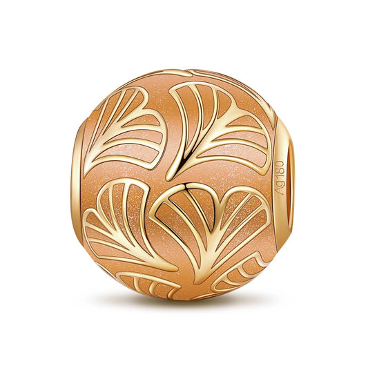 gona- Eternal GInkgo Biloba Tarnish-resistant Silver Charms With Enamel In 14K Gold Plated