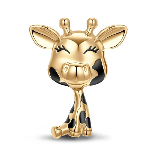 gona- Baby Giraffe Tarnish-resistant Silver Animal Charms With Enamel In 14K Gold Plated