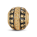 Skulls and Chain XL Size Tarnish-resistant Silver Charms With Enamel In 14K Gold Plated For Men