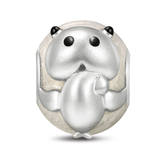 gona- Steller's Sea Cow Tarnish-resistant Silver Charms With Enamel In White Gold Plated
