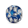 Sterling Silver Luminous Leaf Charms With Enamel In White Gold Plated