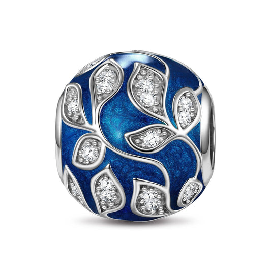 gona- Sterling Silver Luminous Leaf Charms With Enamel In White Gold Plated
