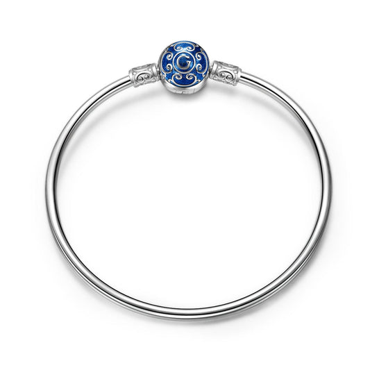 gona- Sterling Silver Bangle With Enamel In White Gold Plated