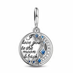 Sterling Silver Celtic Promise Dangle Charms With Enamel In White Gold Plated