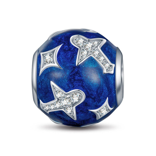 gona- Sterling Silver Traveling In Space Charms With Enamel In White Gold Plated