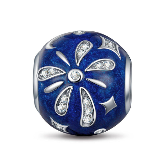 gona- Sterling Silver Blossoming Light Charms With Enamel In White Gold Plated