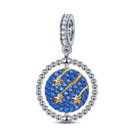 Sterling Silver Meteor Streaks Dangle Charms In White Gold Plated