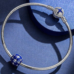Sterling Silver Starry Night Charms With Enamel In White Gold Plated