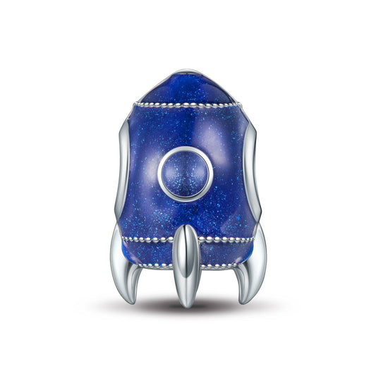 gona- Sterling Silver Rockets Charms With Enamel In White Gold Plated