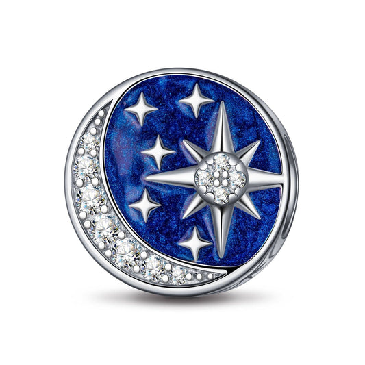 gona- Sterling Silver Mysterious Galaxy Charms With Enamel In White Gold Plated