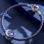 Sterling Silver Mysterious Galaxy Charms With Enamel In White Gold Plated