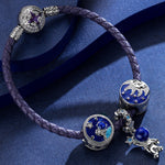 Sterling Silver Mysterious Galaxy Charms With Enamel In White Gold Plated
