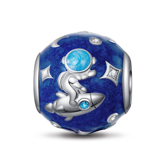 gona- Sterling Silver Closer to the Stars Charms With Enamel In White Gold Plated