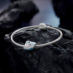 Sterling Silver Blue Luxury Cruise Charms With Enamel In White Gold Plated