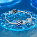 Sterling Silver Blue Luxury Cruise Charms With Enamel In White Gold Plated
