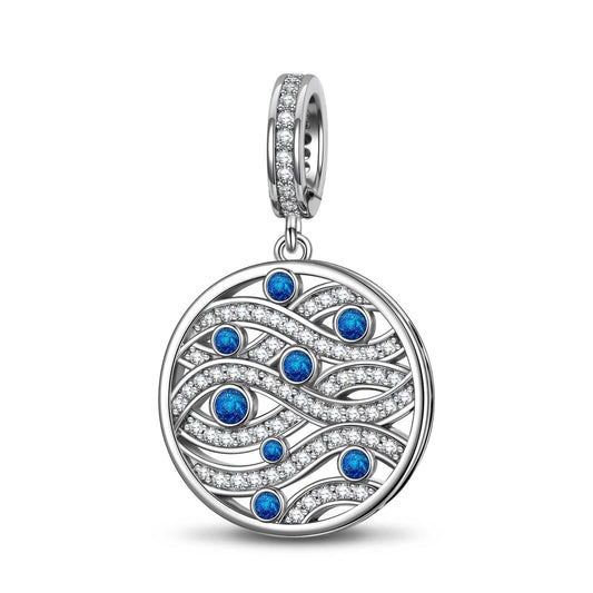 gona- Sterling Silver Waves Dangle Charms In White Gold Plated