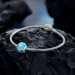 Sterling Silver Cute Blue Starfish Charms With Enamel In White Gold Plated
