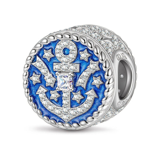 gona- Sterling Silver Star Ocean Charms With Enamel In White Gold Plated
