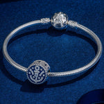 Sterling Silver Star Ocean Charms With Enamel In White Gold Plated