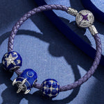 Sterling Silver Shining Stars Charms With Enamel In White Gold Plated