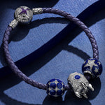 Sterling Silver Shining Stars Charms With Enamel In White Gold Plated