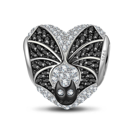 gona- Sterling Silver Dark Bat Charms With Enamel In Two-Tone Plating
