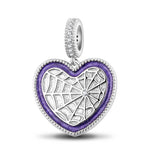 Sterling Silver Purple Miss Spider Dangle Charms With Enamel In White Gold Plated