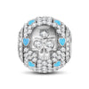 Sterling Silver Halloween & Skull Charms With Enamel In White Gold Plated