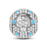 Sterling Silver Halloween & Skull Charms With Enamel In White Gold Plated