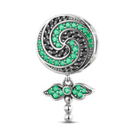 Sterling Silver Green Lollipop Dangle Charms In Blackened 925 Sterling Silver