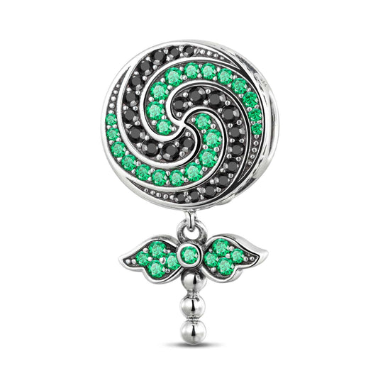 gona- Sterling Silver Green Lollipop Dangle Charms In Blackened 925 Sterling Silver