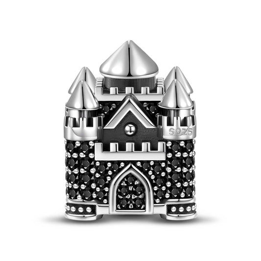 gona- Sterling Silver Dark Castle Charms With Enamel In Blackened 925 Sterling Silver