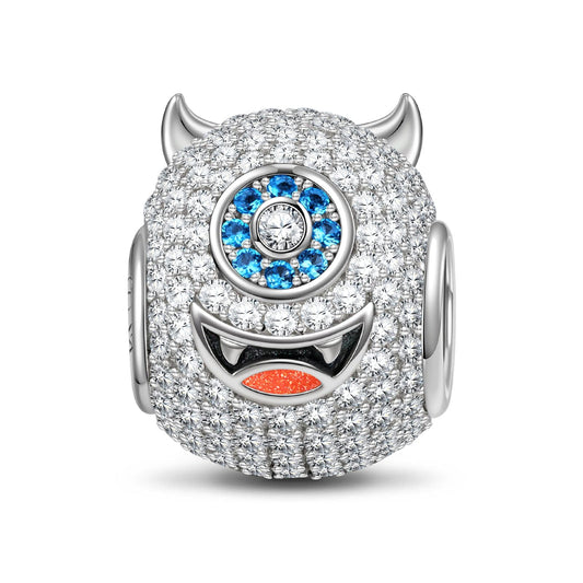 gona- Sterling Silver Cyclops Charms With Enamel In White Gold Plated
