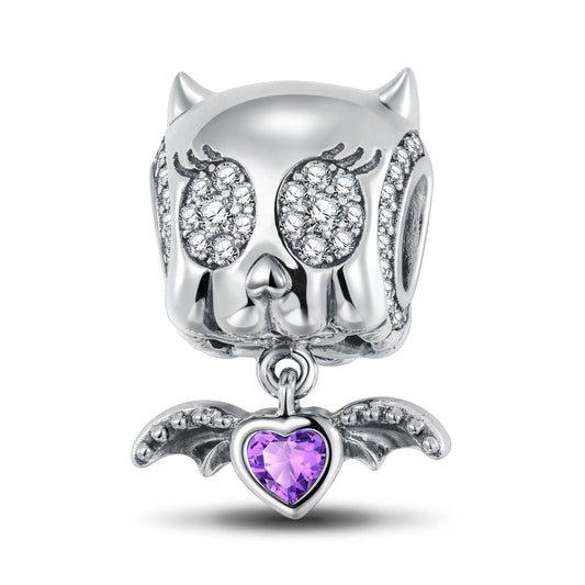 gona- Sterling Silver Miss Bat Dangle Charms In Blackened 925 Sterling Silver