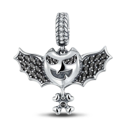 gona- Sterling Silver Vampire Dangle Charms With Enamel In Blackened 925 Sterling Silver
