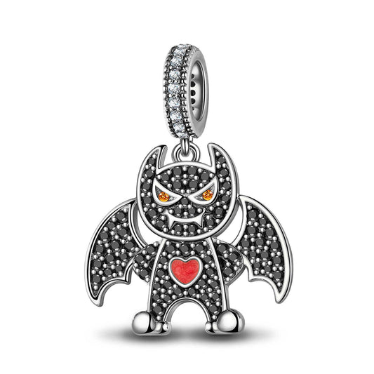 gona- Sterling Silver Batman Black Dangle Charms In Blackened 925 Sterling Silver